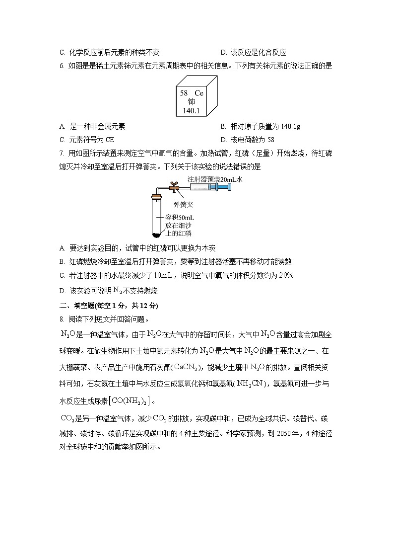2025-2026学年内蒙古赤峰市九年级上学期期中测试模拟化学试卷（学生版）第2页