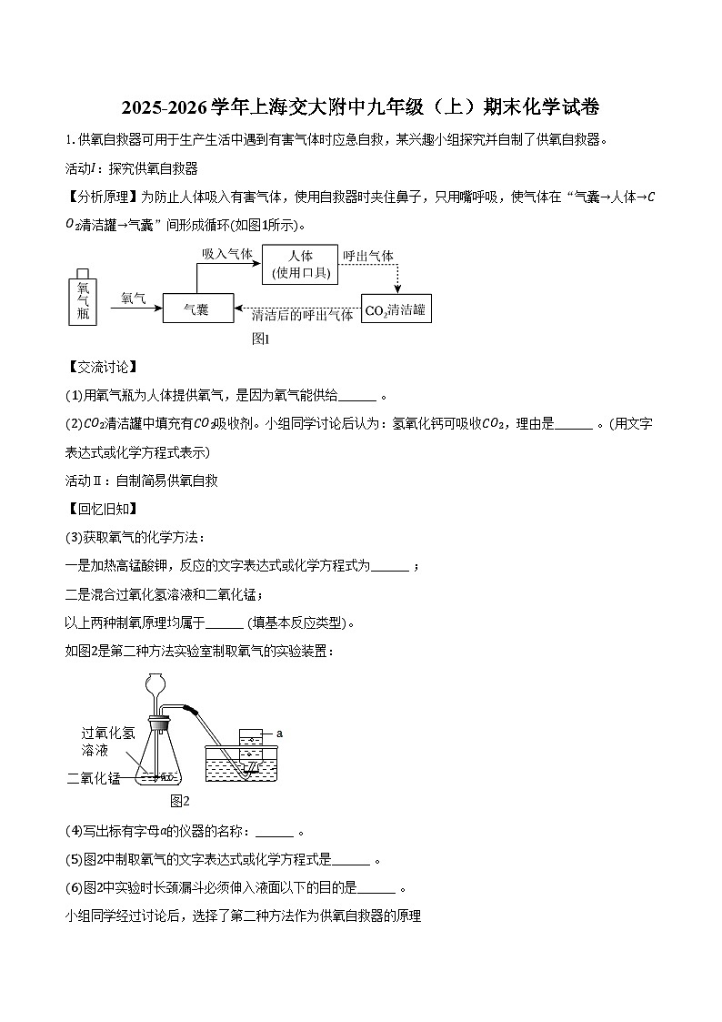 2025-2026学年上海交大附中九年级（上）期末化学试卷（含答案）第1页
