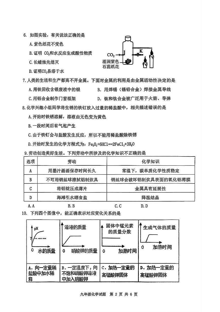 河北省秦皇岛市青龙县2025-2026学年九年级上学期1月期末考试化学试题第2页