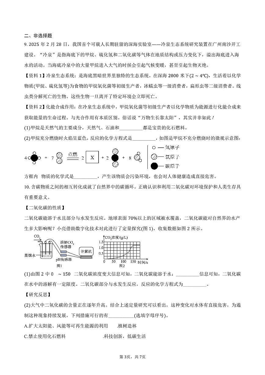 湖北省武汉外国语学校2025-2026学年上学期12月月考九年级化学试卷（含答案）第3页