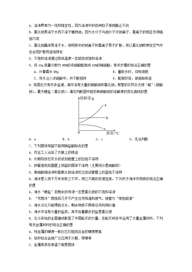 2025-2026学年山东省淄博市九年级（五四制）上学期期末模拟卷化学试卷（学生版）第2页