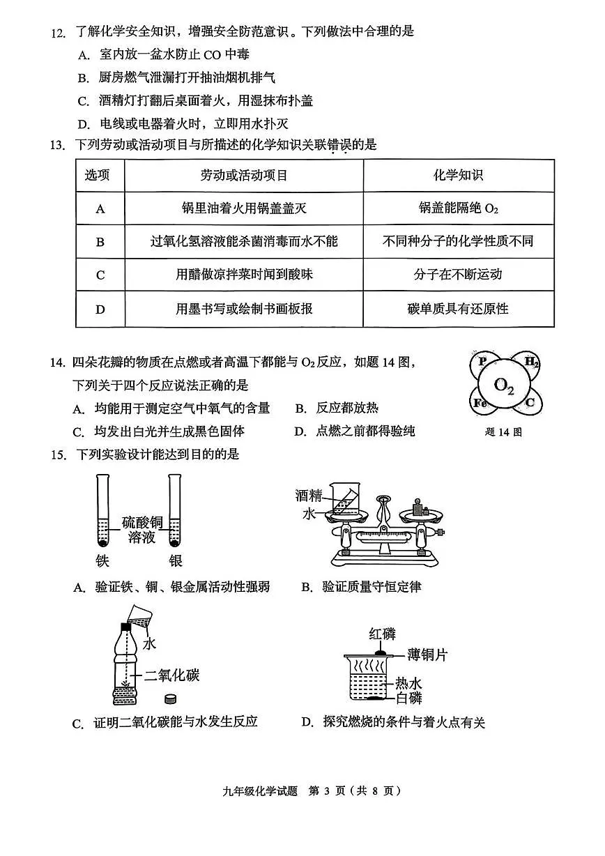 广东省潮州市2025-2026学年九年级上学期1月期末考试化学试题第3页