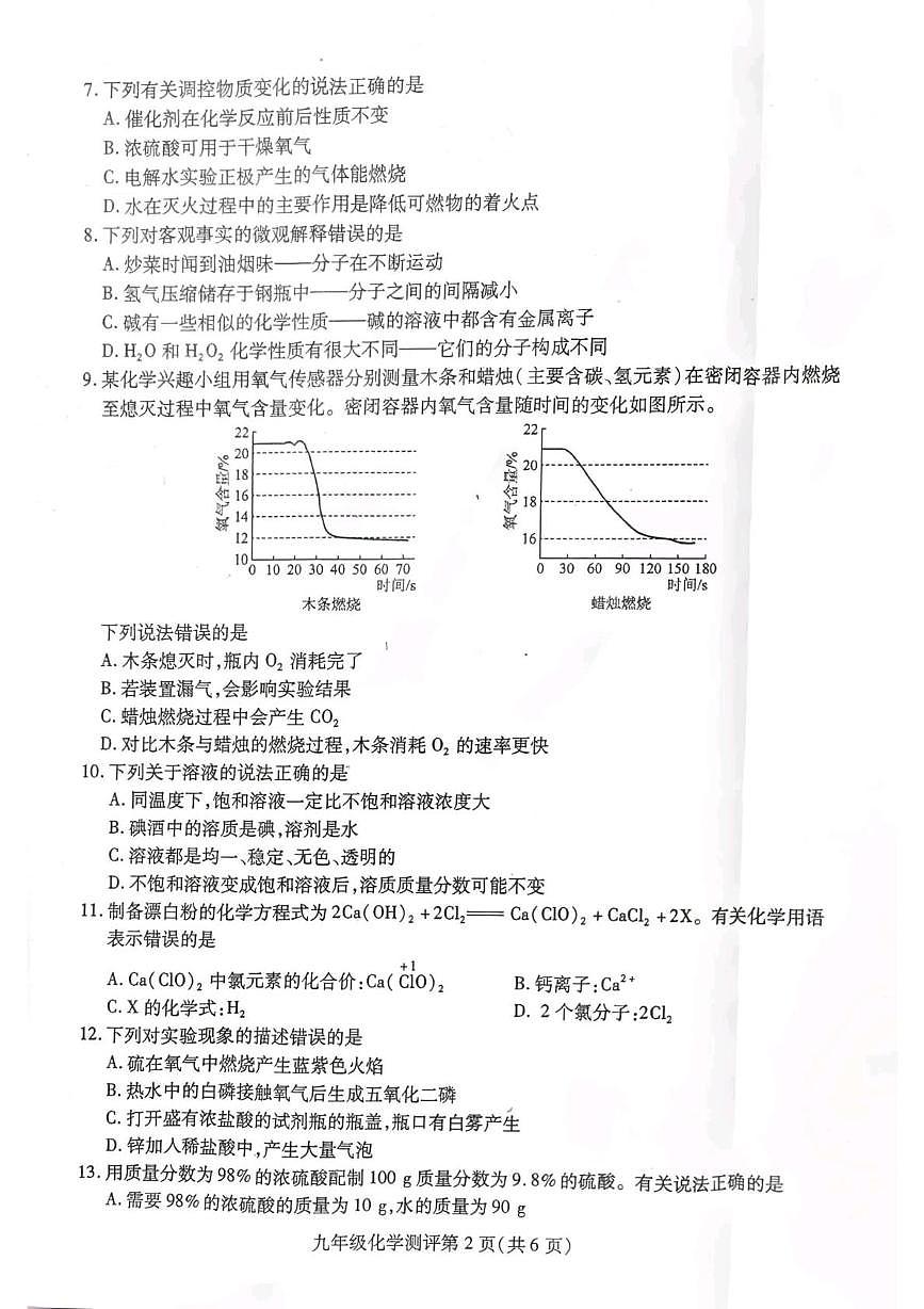 四川省内江市威远县2025-2026学年九年级上学期1月期末考试化学试题第2页