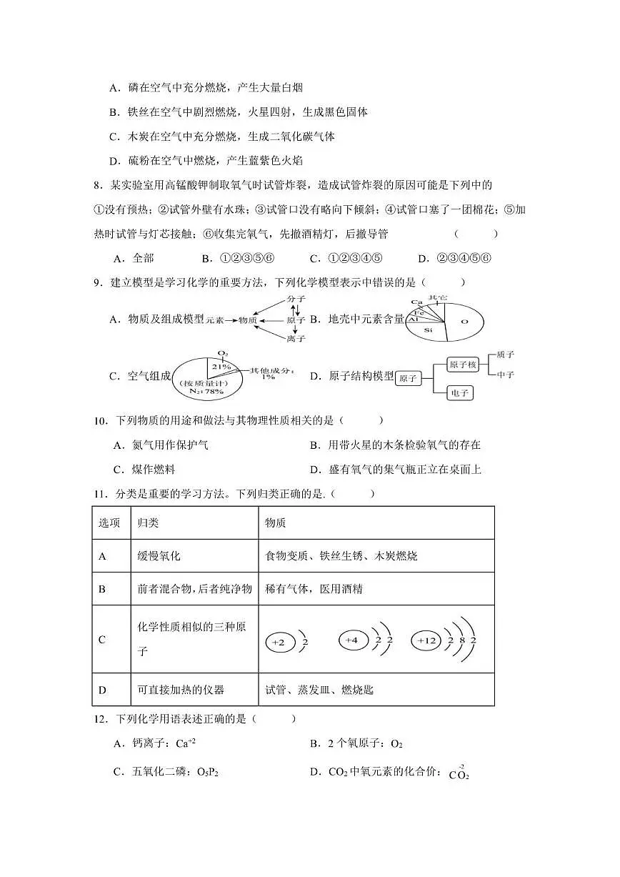 2025-2026学年湖南省邵阳市第六中学九年级上学期期中考试化学试题（有答案)第2页