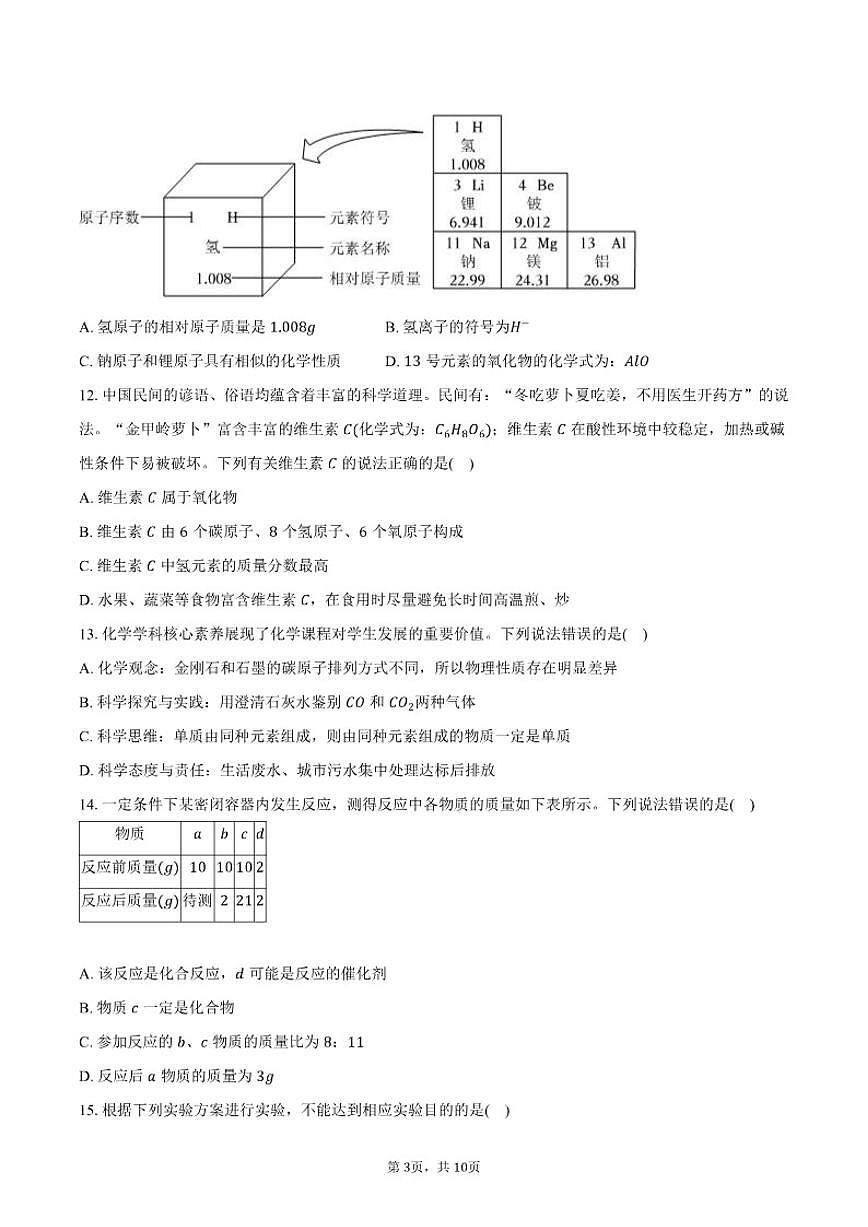 2025-2026学年湖南省衡阳市衡南县九年级（上）期末化学试卷（含答案）第3页