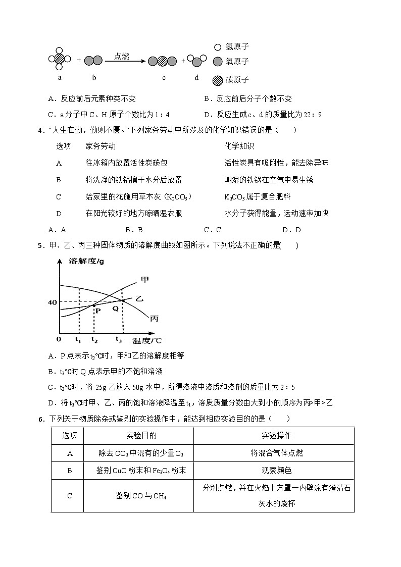 2025年广东省深圳市福田区九年级化学学业水平第三次模拟练习第2页