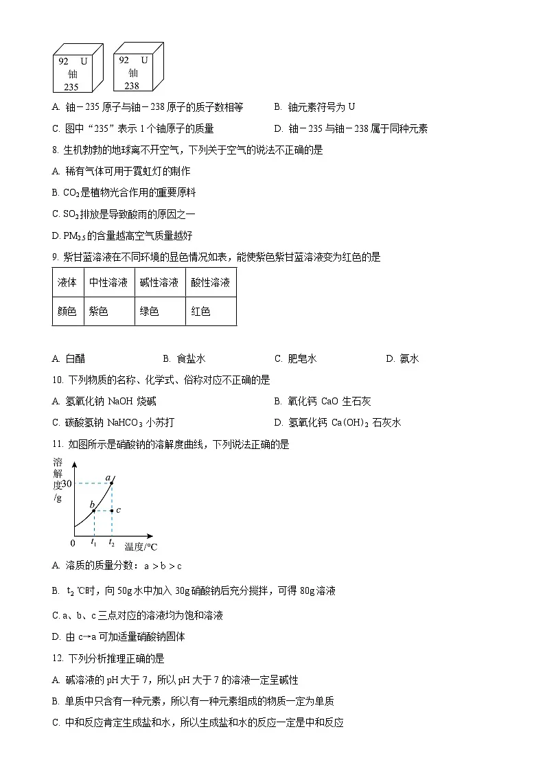广东省阳江市第一中学实验学校九年级下学期第一次月考化学试题-A4第2页
