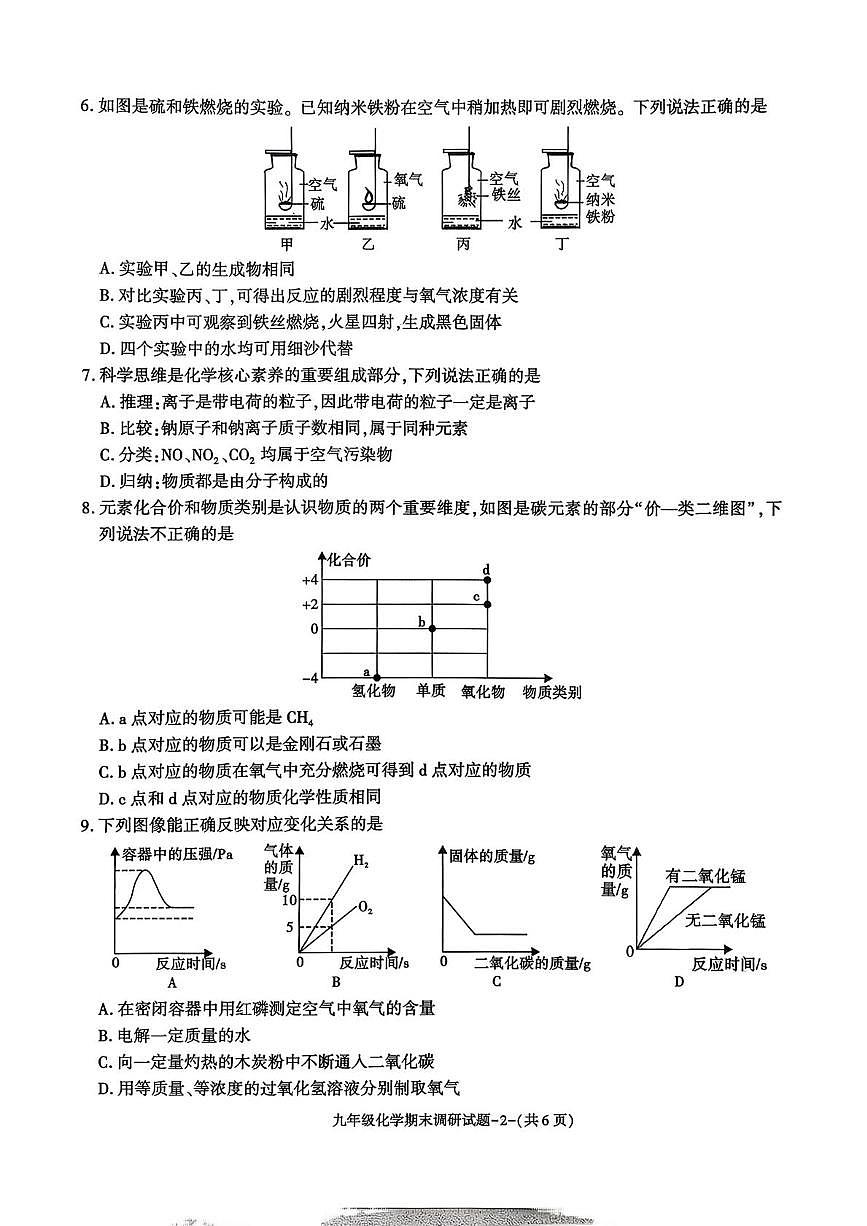 陕西省汉中市城固县2025-2026学年九年级上学期1月期末考试化学试题第2页