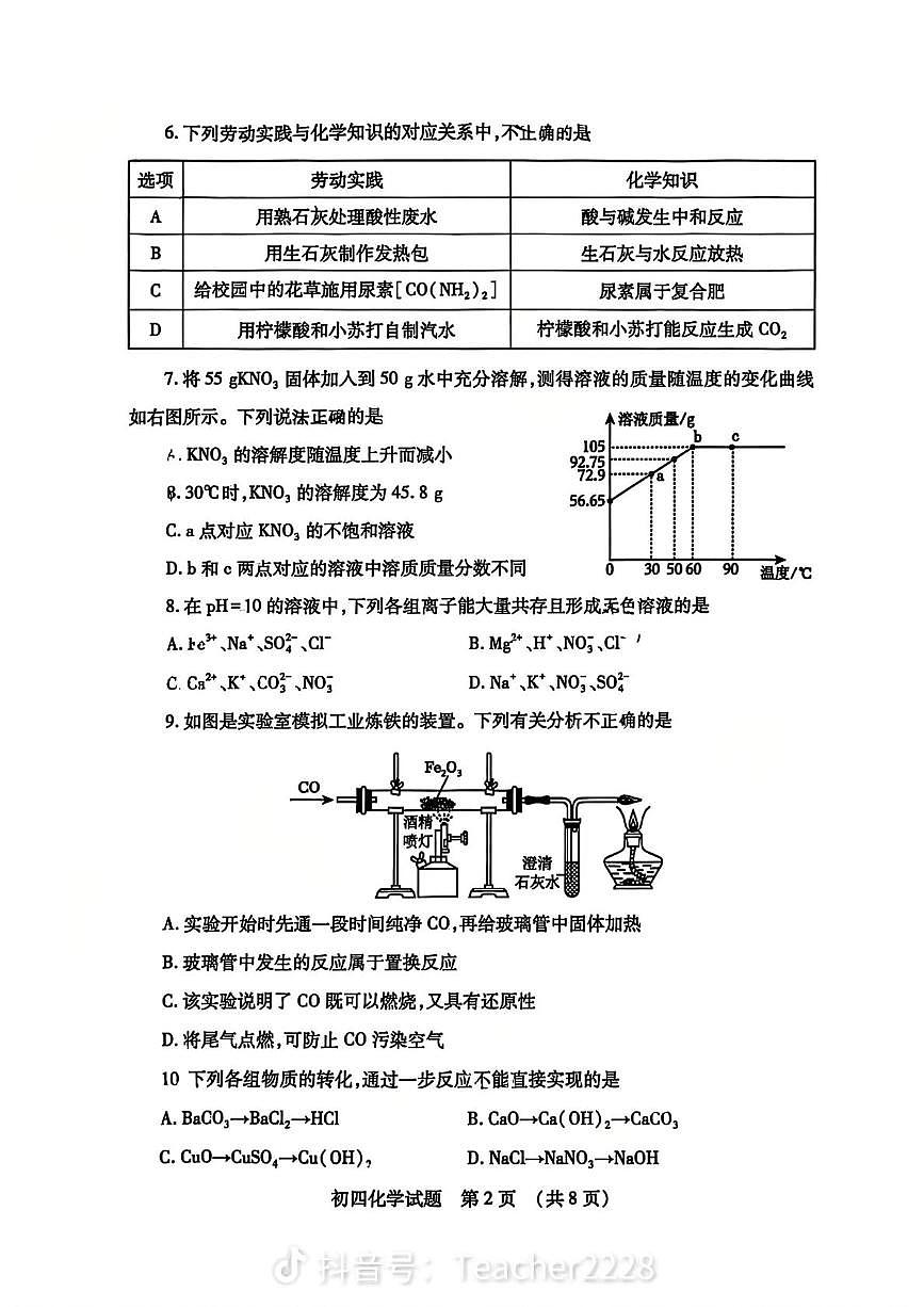 山东省济宁市任城区2025-2026学年九年级上学期期末考试化学试题第2页