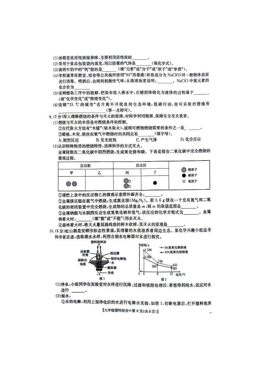 贵州省安顺市2025-2026学年九年级上学期期末质量监化学试卷第2页