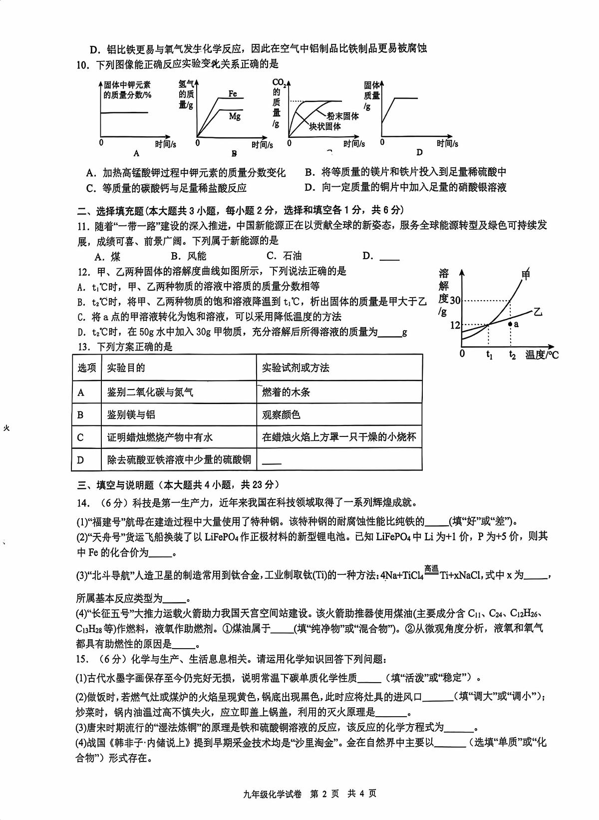 江西省南昌外国语学校教育集团2025-2026学年九年级上学期期末考试化学试题第2页