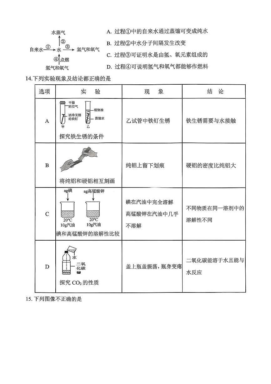 重庆市巴蜀中学校2025-2026学年九年级上学期期末考试化学试题第3页