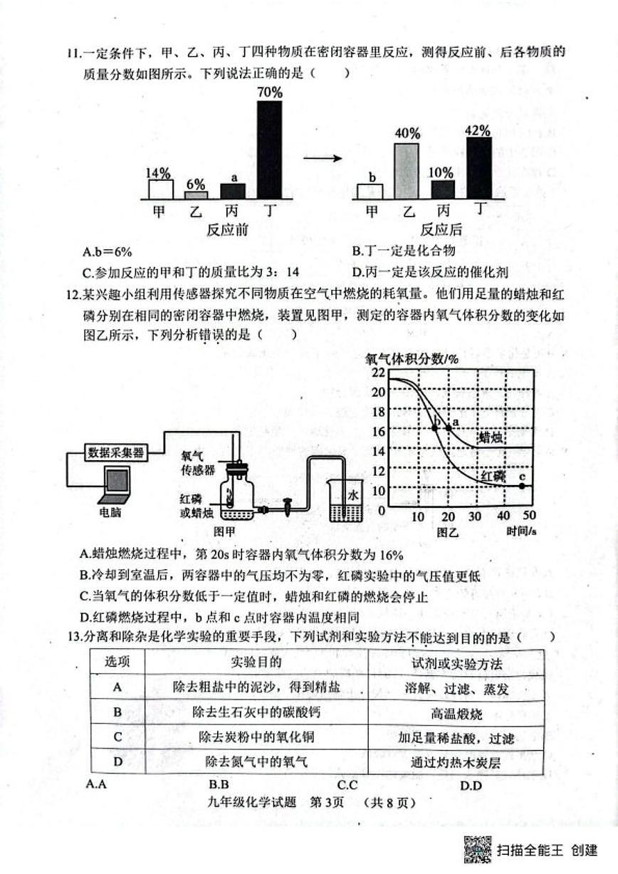 2025-2026学年山东省菏泽市东明县九年级上学期期末化学试卷试题（含答案）第3页