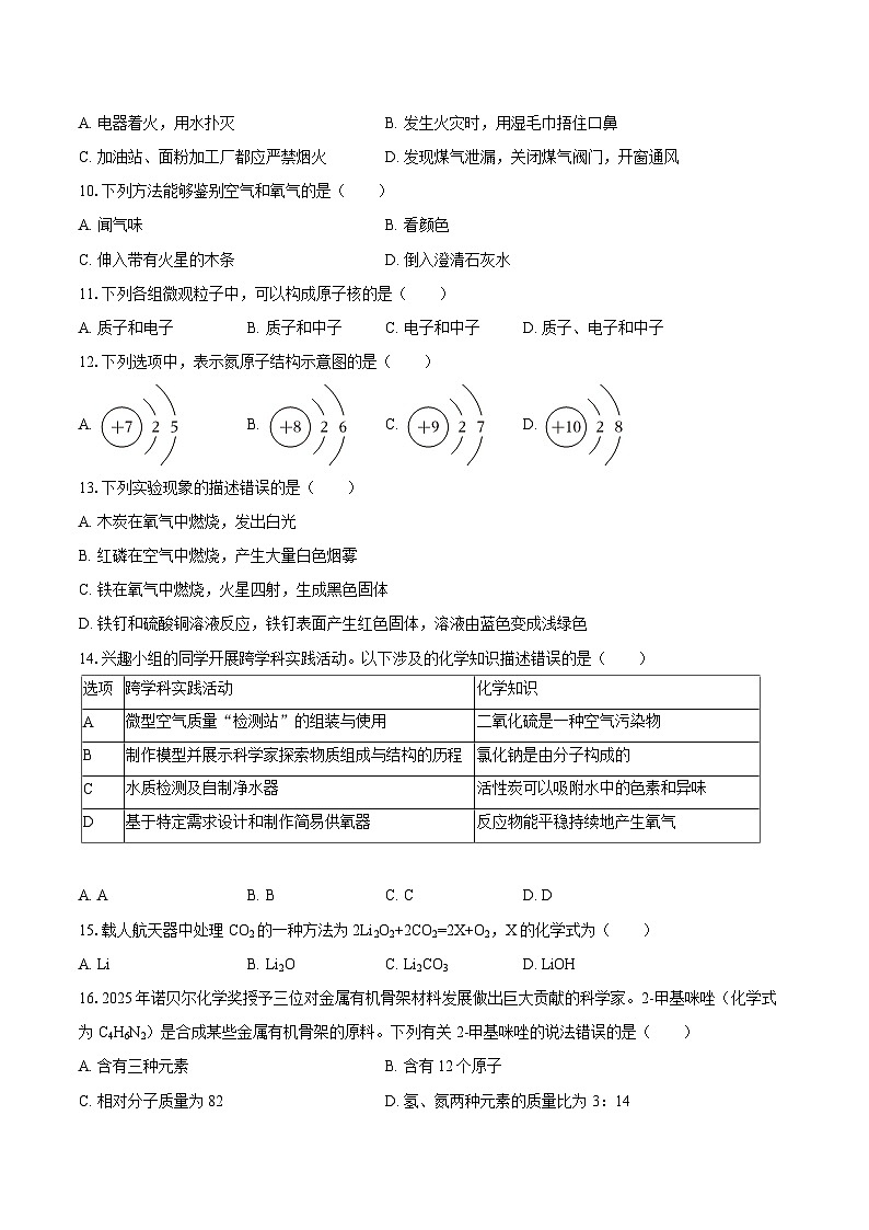2025-2026学年广西南宁市隆安县九年级（上）期末化学试卷-自定义类型第2页