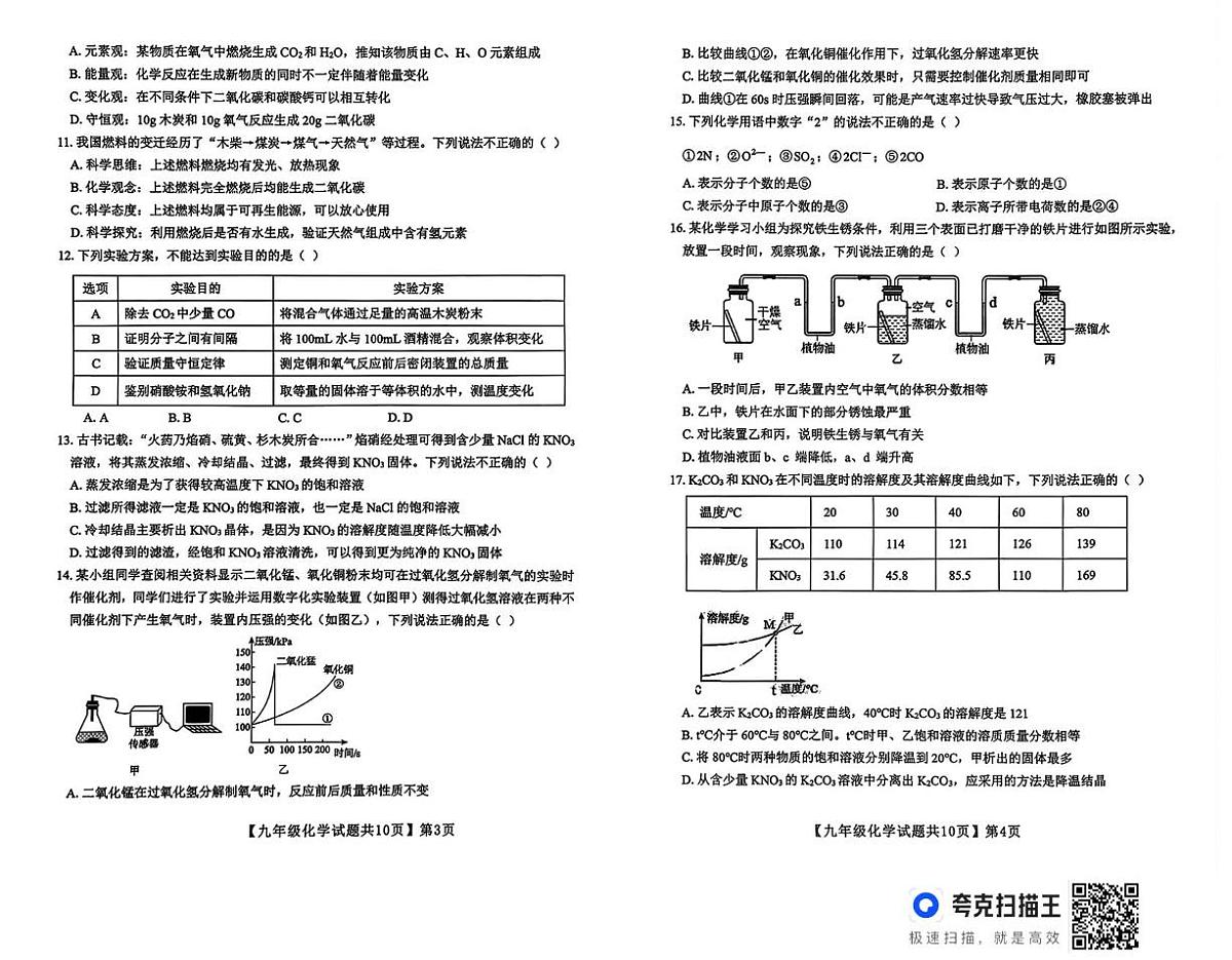 山东省德州市齐河县2025-2026学年九年级上学期期末考试化学试题第2页