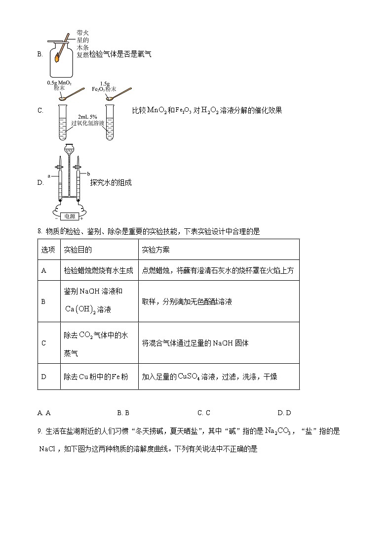 广东省深圳市罗湖外语学校初中学校九年级下学期期中化学试题（原卷版）-A4第3页