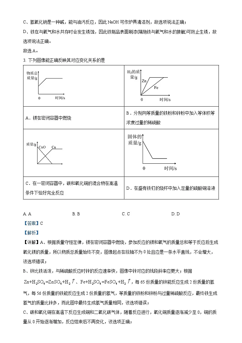 广东省广州市越秀区华侨外国语学校九年级下学期期中化学试题（解析版）-A4第2页