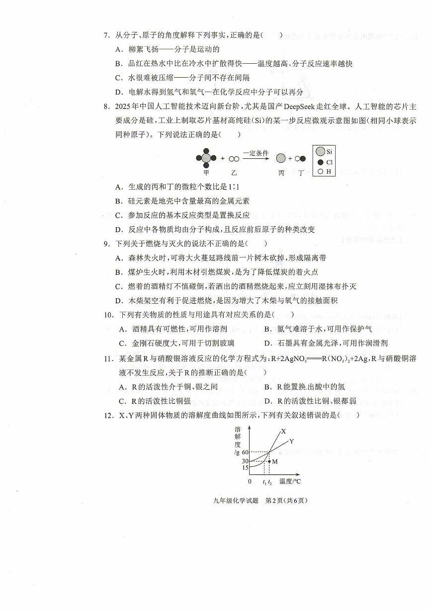 河南省驻马店市平舆县2025-2026学年九年级上学期2月期末考试化学试题第2页