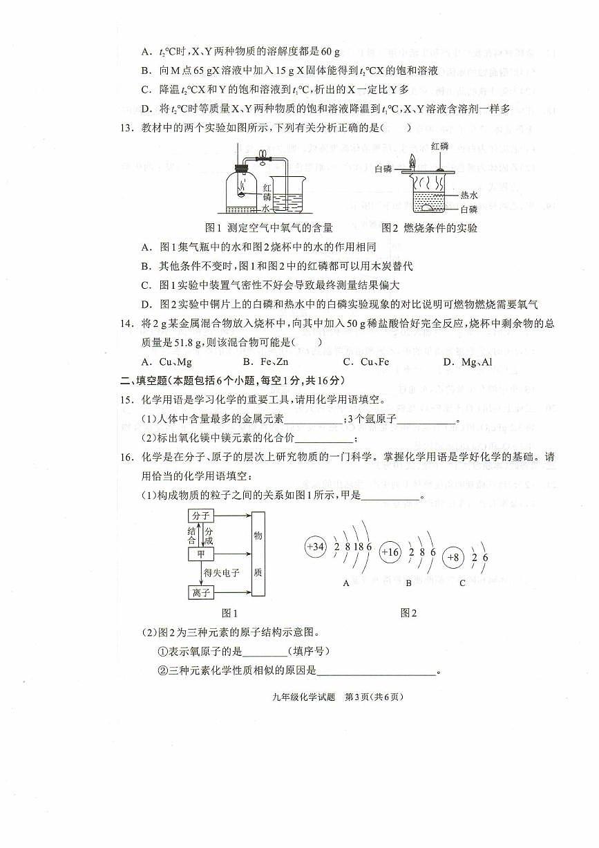 河南省驻马店市平舆县2025-2026学年九年级上学期2月期末考试化学试题第3页