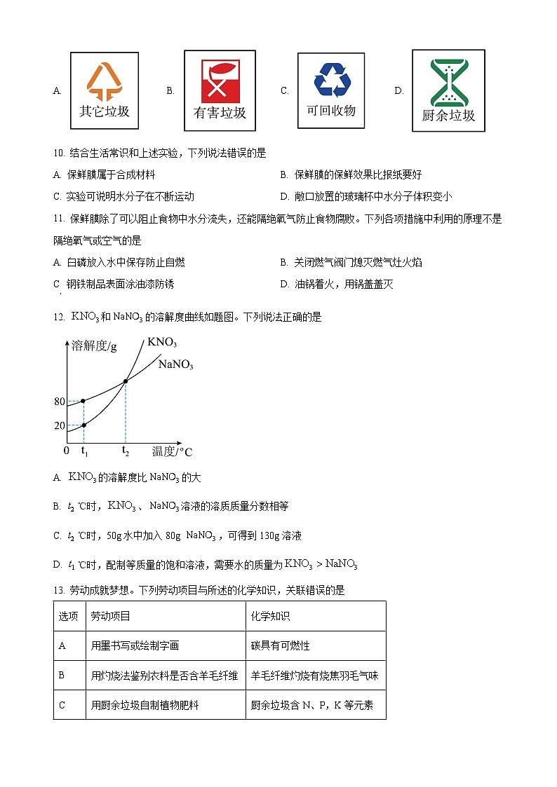 2025年广东省东莞市松山湖莞美学校中考一模化学试题（原卷版）-A4第3页