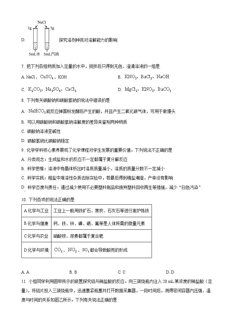 山东省泰安市泰山区2025-2026学年九年级上学期1月期末化学试题（原卷+解析）第3页