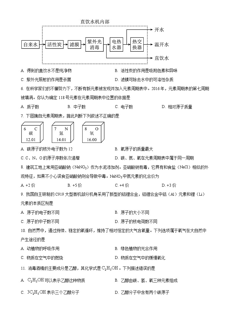 山东省淄博市临淄区2025-2026学年八年级上学期期末考试化学试题（原卷+解析）第2页