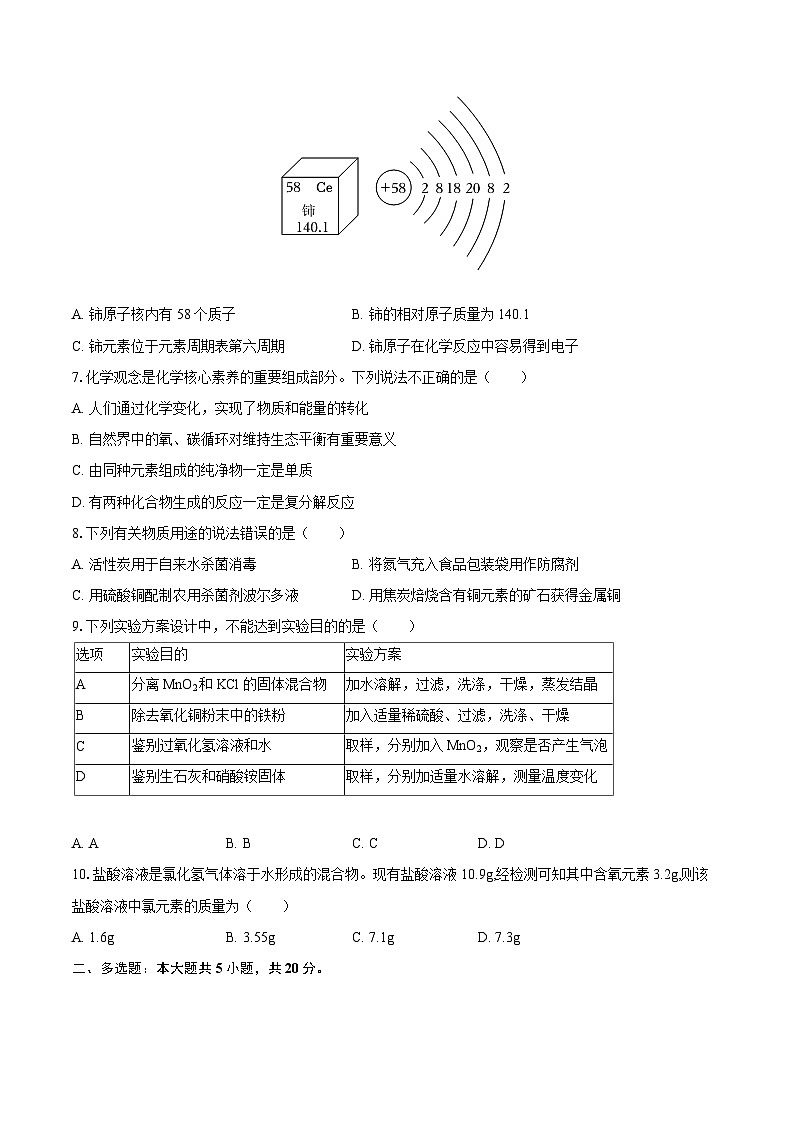 2025-2026学年山东省济南市市中区九年级（上）期末化学试卷-自定义类型第2页