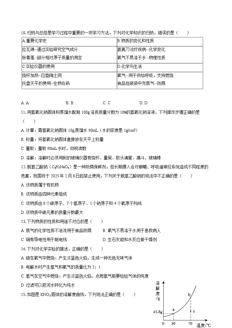 2025-2026学年山东省淄博市临淄区九年级（上）期末化学试卷（一模）-自定义类型第3页