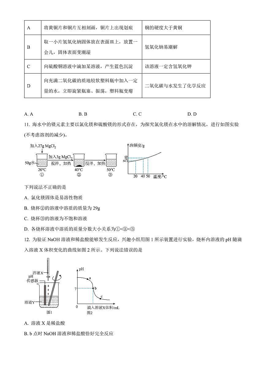 山东省临沂市罗庄区2025-2026学年九年级上学期期末素养水平调研试题化学试卷（原卷+解析）第3页