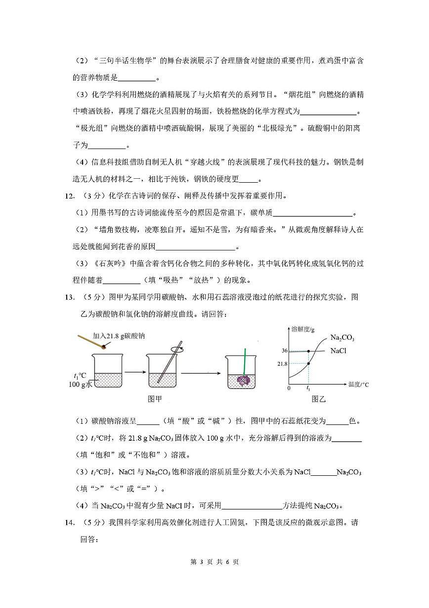 河北石家庄市第四十八中学2025-2026学年九年级上学期期末考试化学试卷第3页