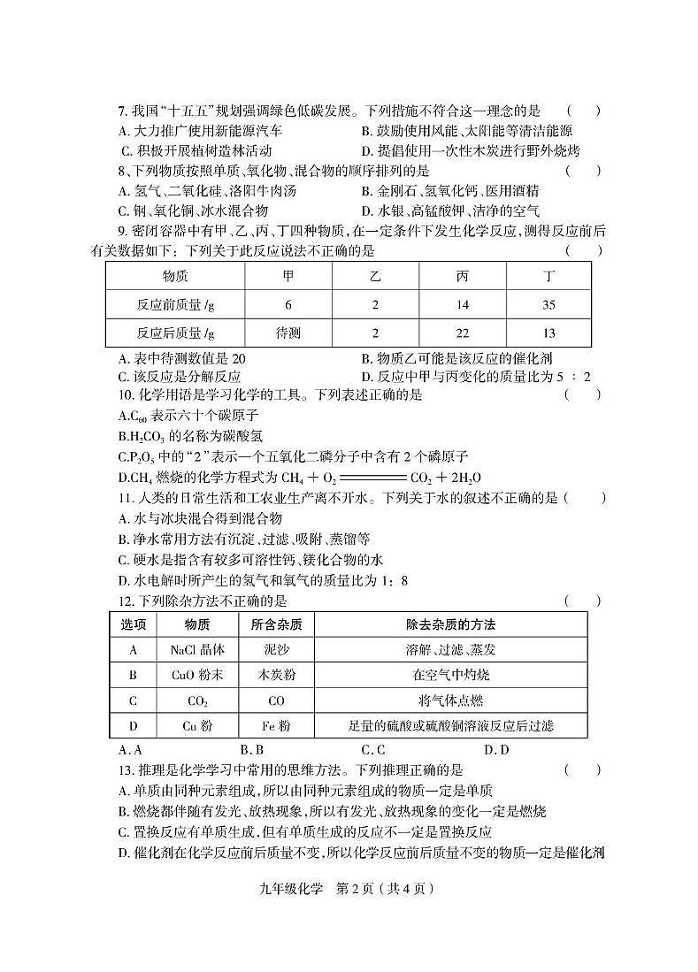 河南洛阳市偃师区2025-2026学年九年级上学期期末质量检测化学试卷含答案第2页