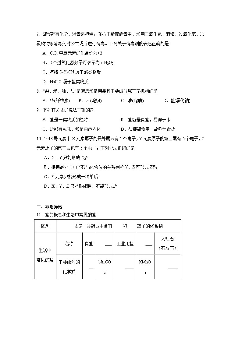 盐的定义练习   中考化学一轮复习（人教版）第2页