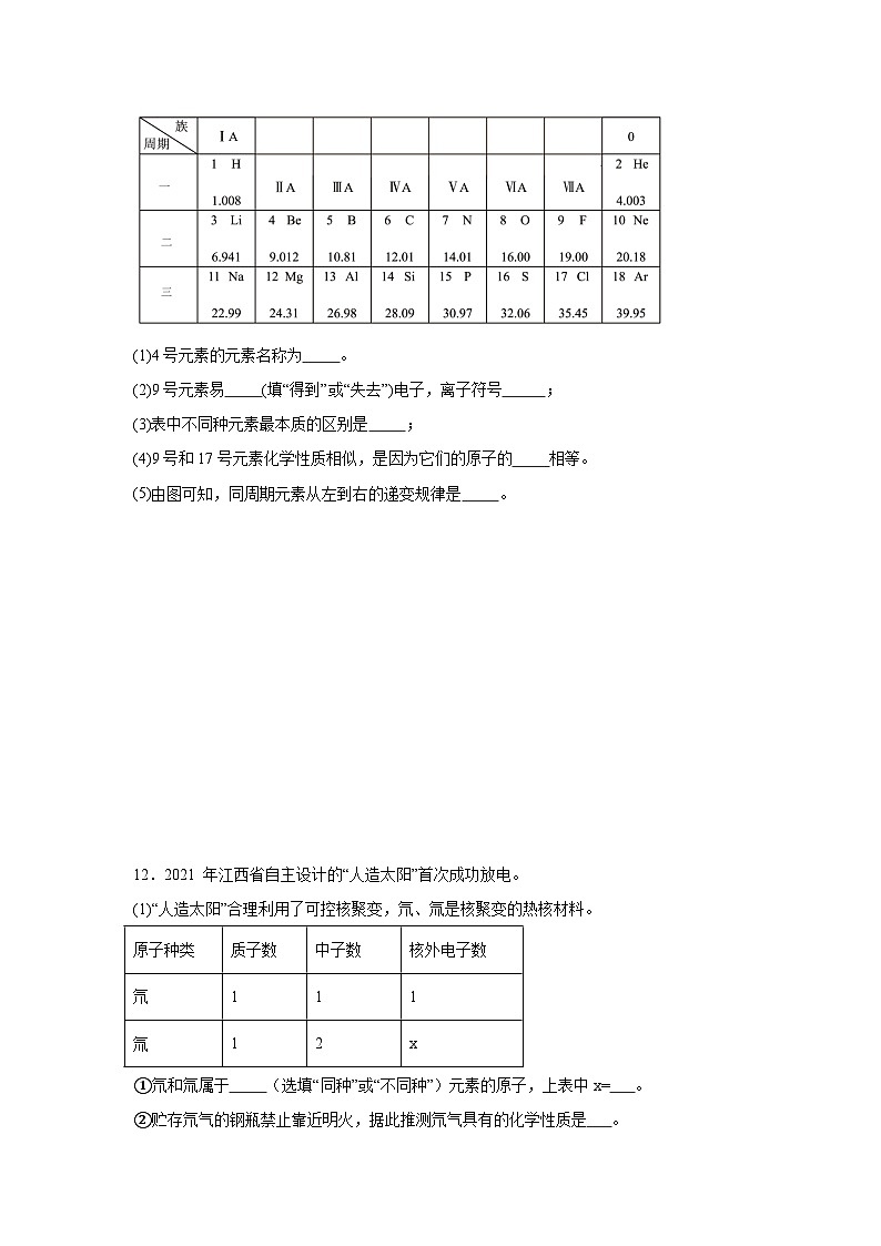 元素练习 中考化学一轮复习（人教版）第3页
