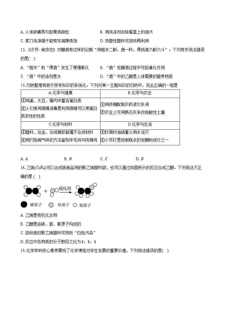 2025年中考化学第一轮复习专题11---化学与社会（江西专用）练习题 （含答案+解析）第2页