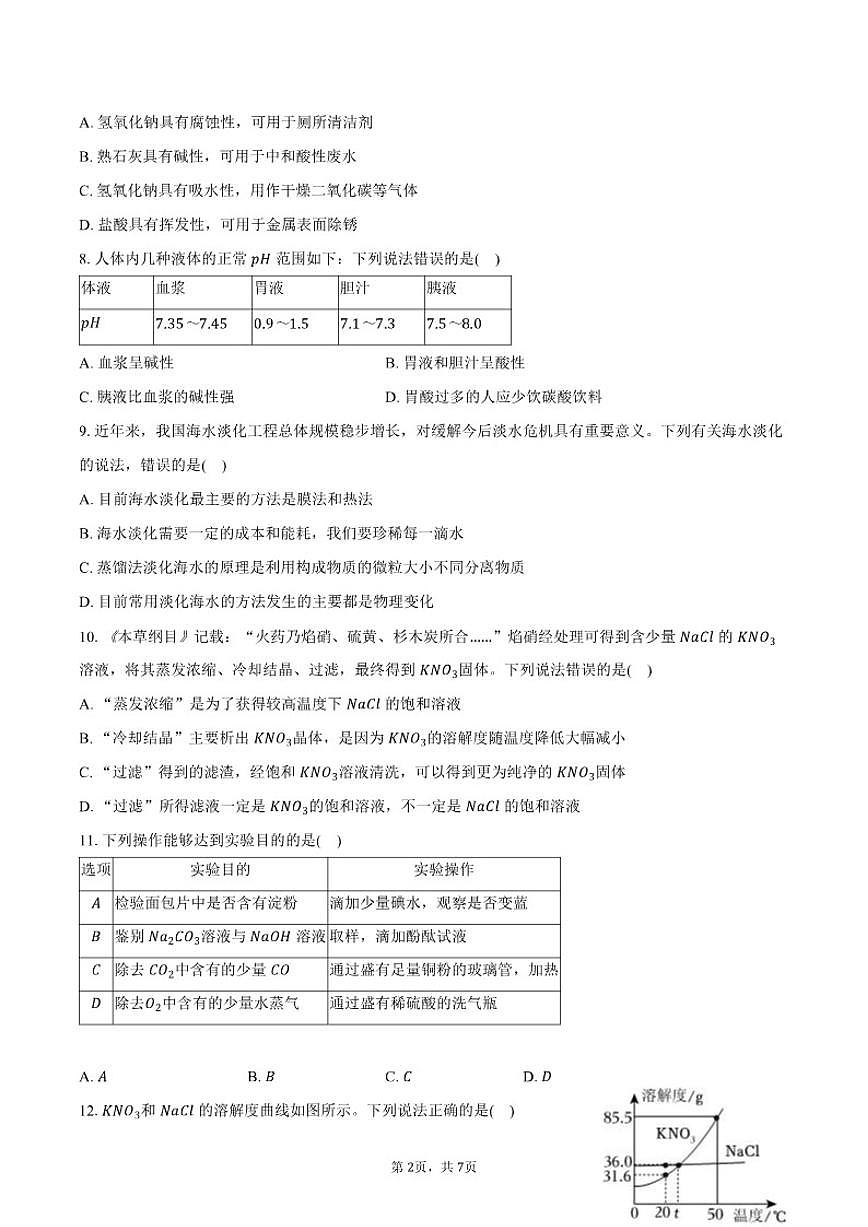 山东省淄博市淄川区2025-2026学年九年级（上）期末化学试卷（含答案）第2页