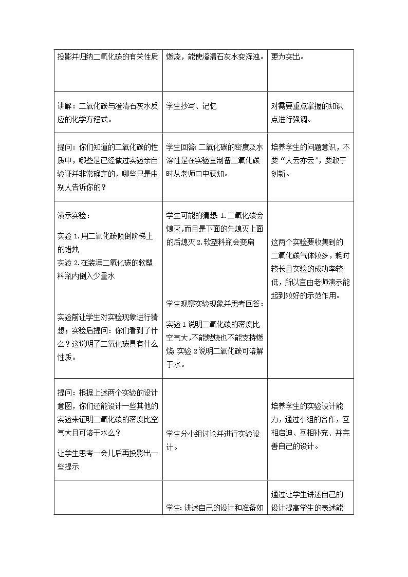 2025九年级化学上册第6单元碳和碳的氧化物课题2二氧化碳教学设计2新版新人教版第3页