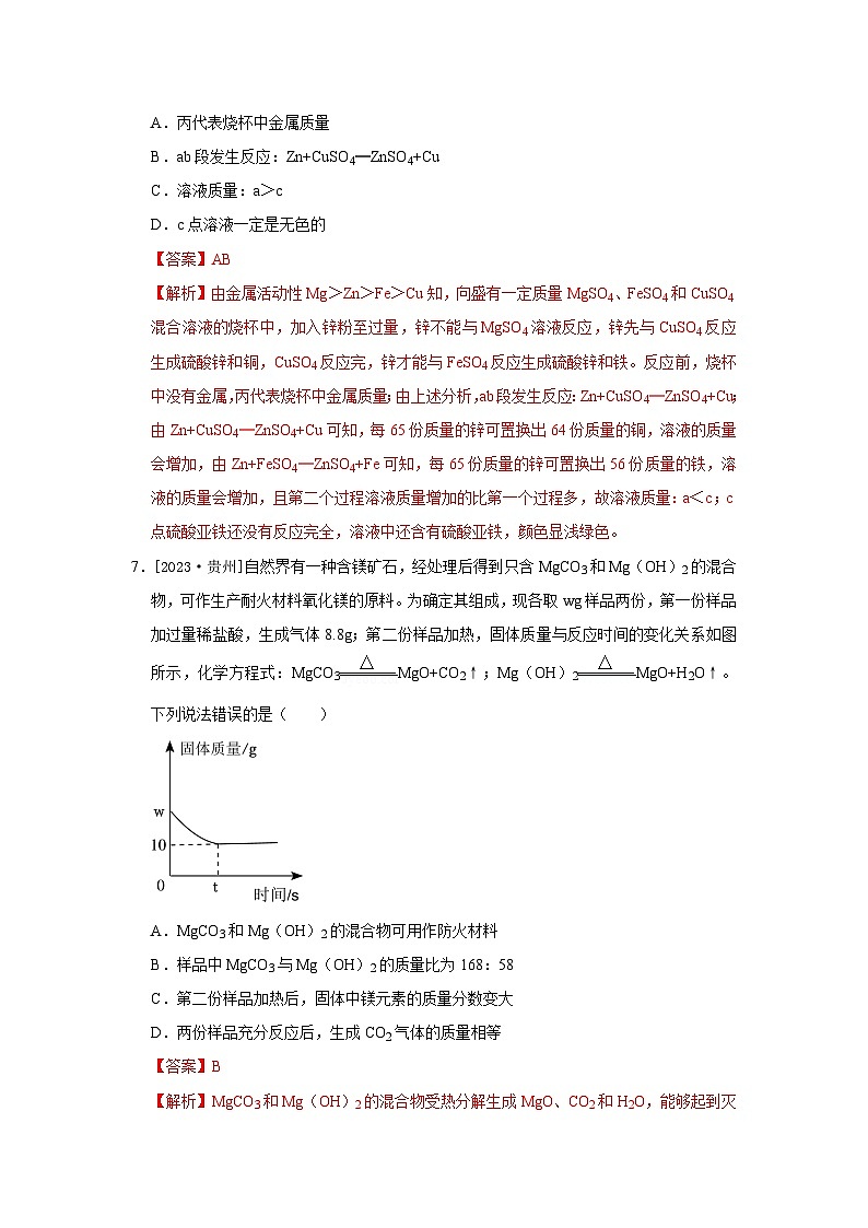 2023年全国各地中考化学真题分类精选31图像类试题（解析版）第2页