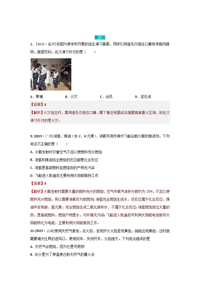 2023年全国各地中考化学真题分类精选20燃料及其利用（综合）（解析版）第2页