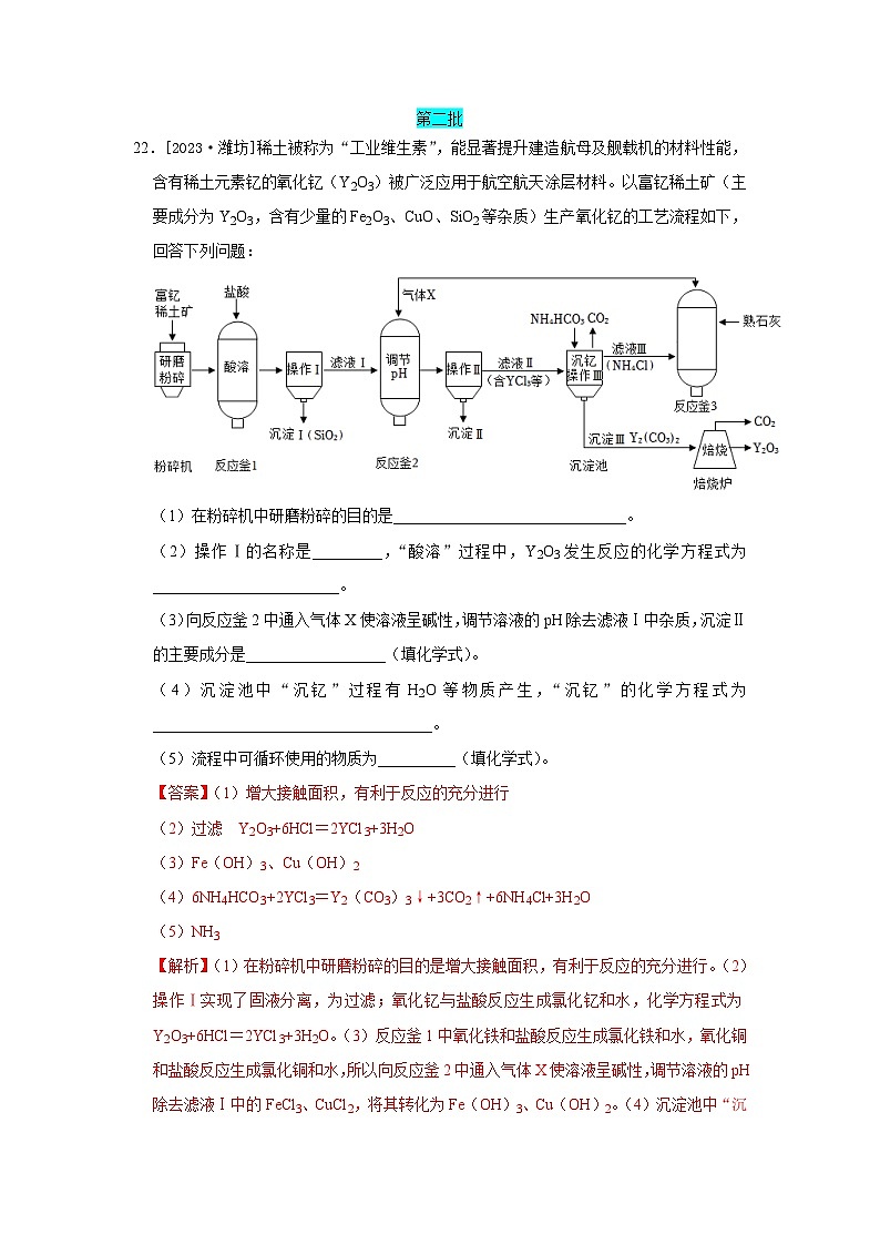 2023年全国各地中考化学真题分类精选34工艺流程题（解析版）第1页