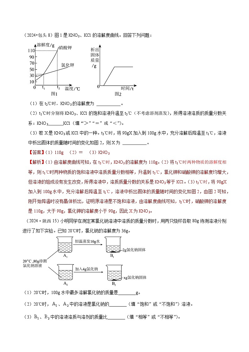 2024年全国各地中考化学真题分类精选18-1.溶液综合（解析版）第1页