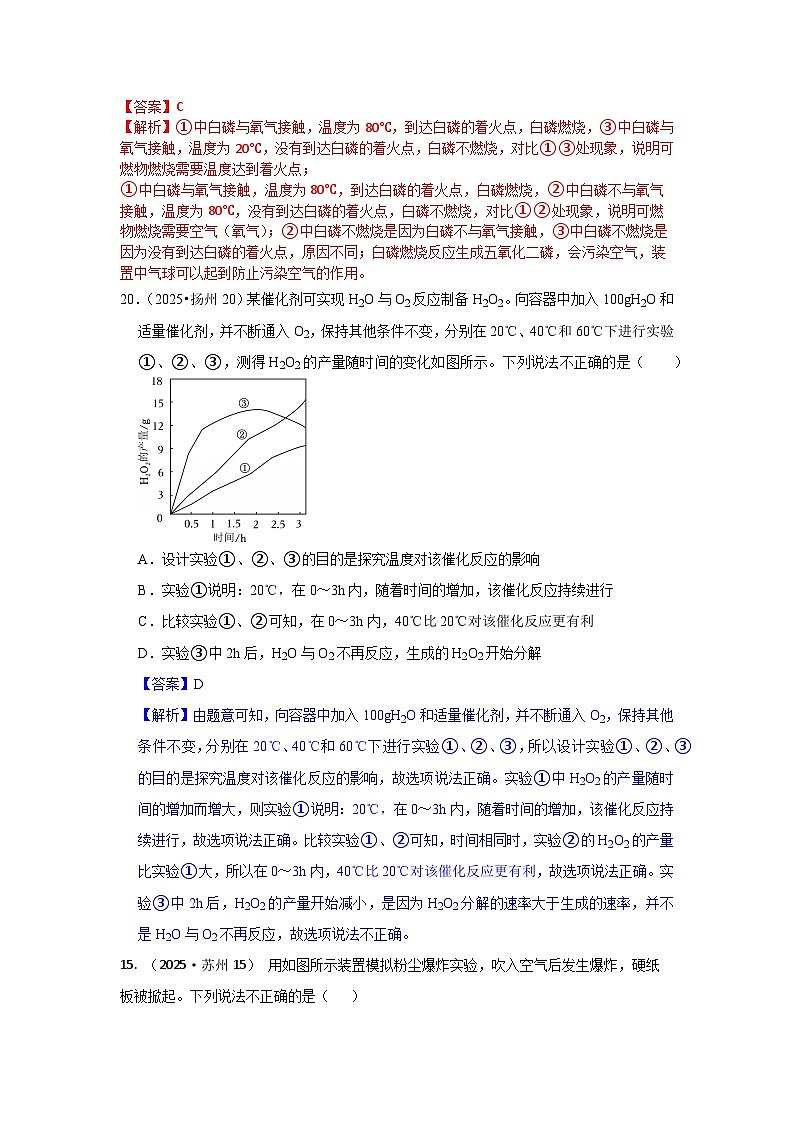 2025年全国各地中考化学真题分类精选考点13  燃烧和灭火、爆炸、调控化学反应（含催化剂）（含答案和部分解析）第2页