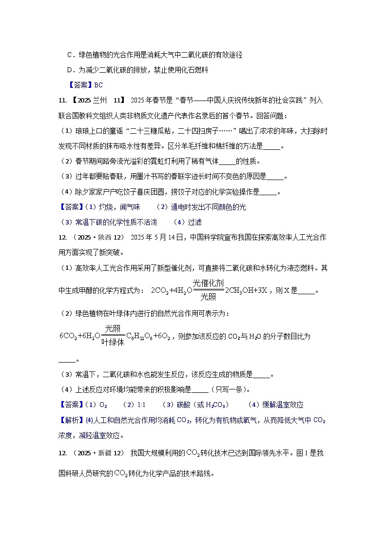 2025年全国各地中考化学真题分类精选考点4  碳和碳的氧化物（含答案和部分解析）第3页