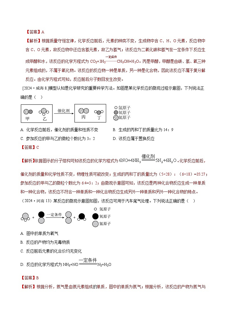 2024年全国各地中考化学真题分类精选12.微观示意图（部分解析版）第3页
