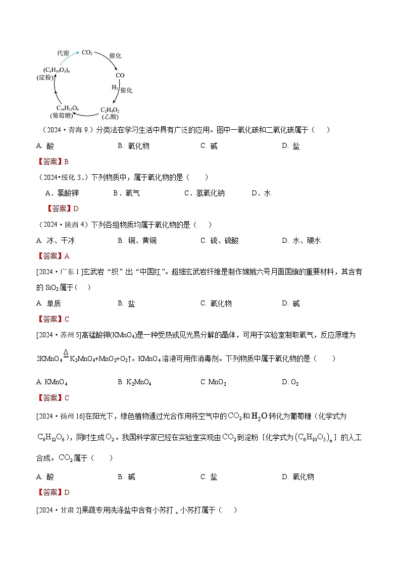 2024年全国各地中考化学真题分类精选23-1.物质的分类（部分解析版）第2页