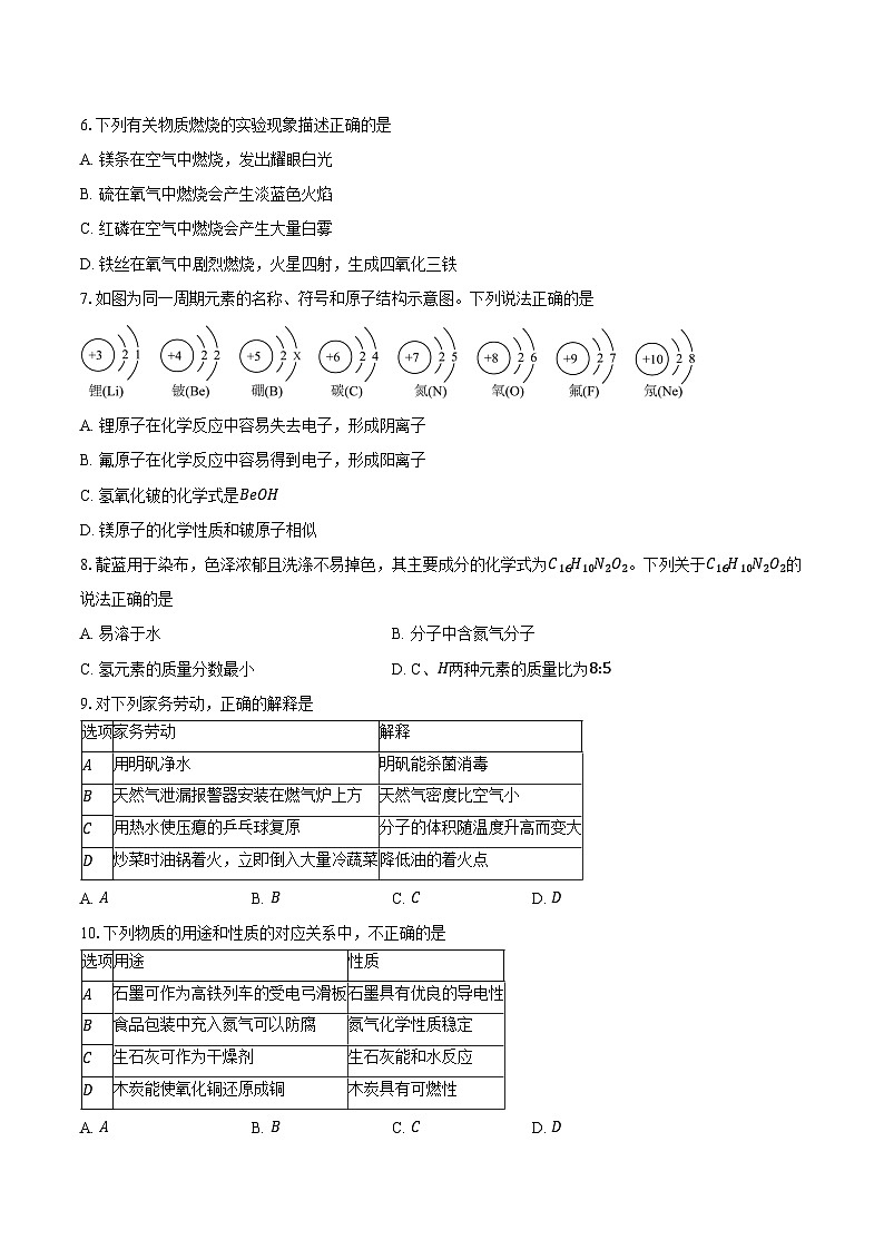 广东省广州市白云区2025-2026学年九年级上学期期末考试化学试卷（含答案）第2页