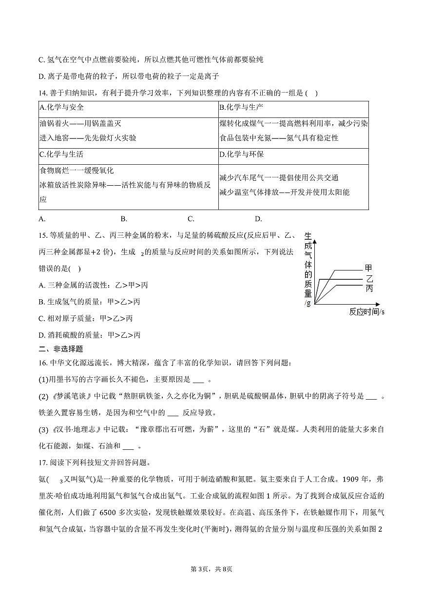 2025-2026学年湖南省郴州市汝城县九年级（上）期末化学试卷（含答案）第3页