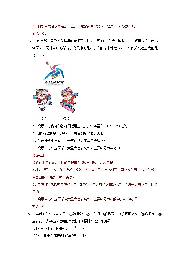 第8章第4节 几种重要的盐 2025-2026学年沪教版2024初中化学九年级下册同步复习讲义（解析版）第3页