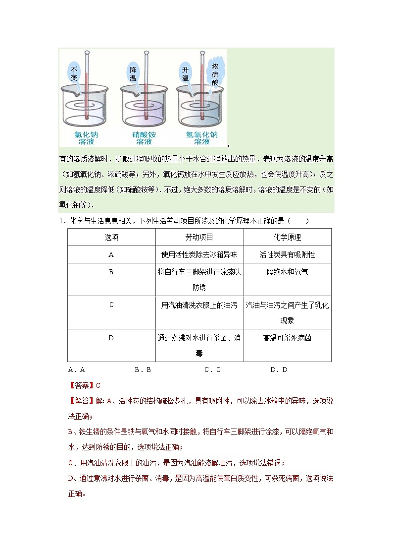 第七单元 7.1 物质的溶解 2025-2026学年科粤版2024初中化学九年级下册同步复习讲义（解析版） 第2页