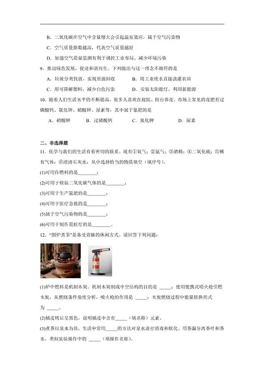 10.3化学与社会发展随堂同步练习仁爱科普版化学九年级下册（含解析）第2页
