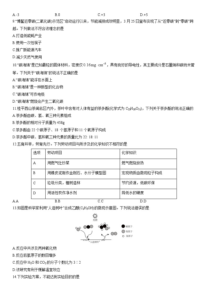 2025-2026学年海南省五指山市九年级上学期期末考试化学试卷（学生版）第2页